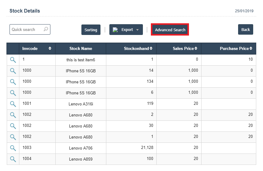 Stock On Hand with Price